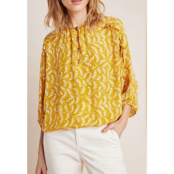 Maeve by Anthropologie Tops - Maeve Anthropologie Letizia Ruffled Blouse Marigold Sz Medium